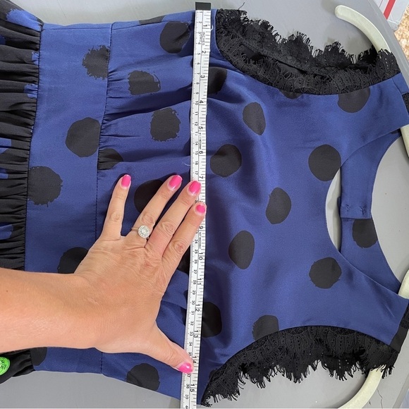 Anthropologie Corey Lynn Calter Blue & Black Polka Dot Dress - Picture 7 of 14